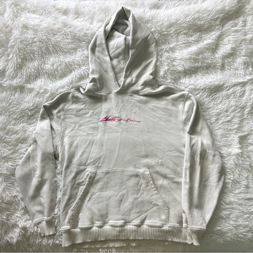Ghost White Embroidered Hoodie